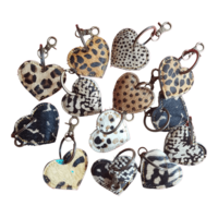 Leather heart keychain animal print