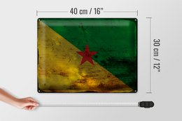 Tin Sign Flag French Guiana 40x30cm Flag Rust