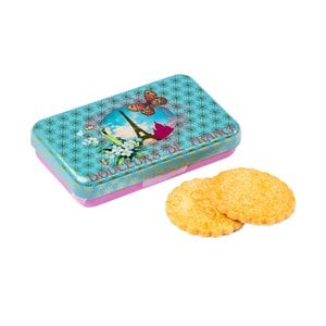 Pure fresh butter plain shortbread biscuits - mini metal box "Paris Bleu" 35 g