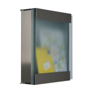 Briefkasten glasnost.glass, Edelstahlbriefkasten mit Glasfront, 42 x 43,5 x 13 cm
