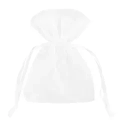 White organza jewelry pouches, 10 pieces, 9 cm size, suitable for storing and displaying small jewelry items.