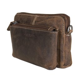 Schultertasche - Gürteltasche - Clutch aus schwarzem Büffelleder - 3 Farben Leder