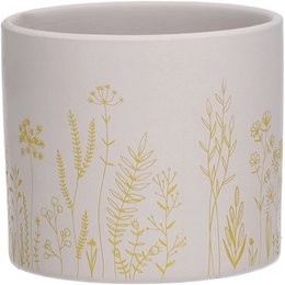  A round, yellow ceramic bucket with a floral pattern. The bucket is designed for use with the TO9 plant pot and measures 10.5cm in diameter.