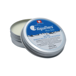 Natural deodorant in balm form, 60g. Unscented, aluminum-free, and made with natural ingredients.