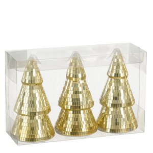 Ornament spiegel boom champagne 3 stuks