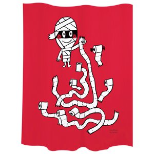 Badevorhang "Mama" aus rotem Polyester