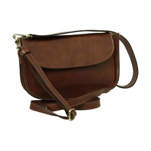 Two-sided shoulder bag in full-grain calfskin –Brown