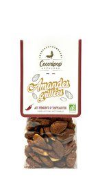  "Roasted almonds Espelette pepper spiced nuts organic packaging"