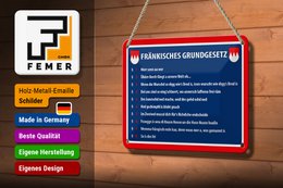 Tin sign saying 18x12cm Franconian Basic Law decoration