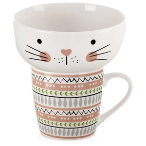 Kinderbecher mit Schüssel Porzellankatze 2 PCs