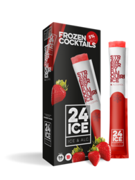 A set of 5 pre-mixed strawberry daiquiri cocktails in a convenient frozen format. The cocktails feature a vibrant red color and a sweet, fruity flavor profile.