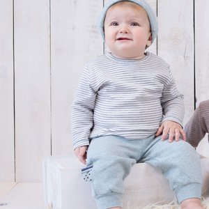 OrganicEra Organic Baby L/S T-Shirt, grau gestreift