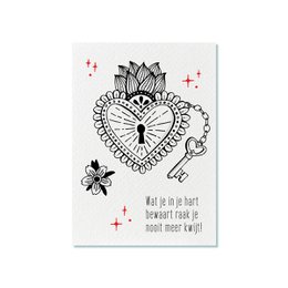  Greeting card with floral illustration and Dutch text "veel sterkte" meaning "get well soon".
