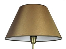 Olive-gold fabric lampshade with gold interior, measuring 40/20/24 cm.