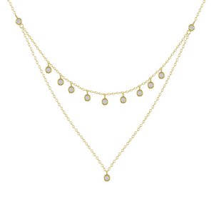 Double silver and zircons necklace