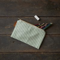 ORGANIC COSMETIC BAG - GREEN STRIPES