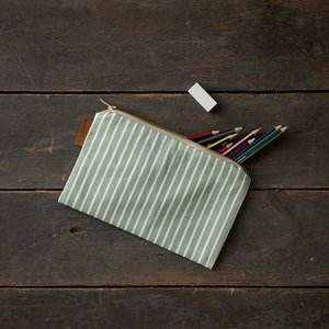 ORGANIC COSMETIC BAG - GREEN STRIPES