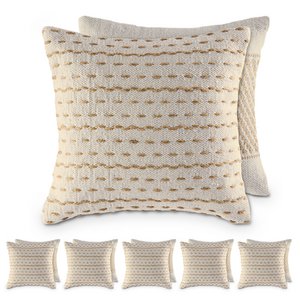 Sofa cushion 40x40cm 12-piece set 2 x 6 PU decorative cushion cotton and natural jute
