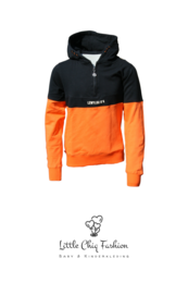Black and orange hoodie with "LEWYLOU N4" text on the front.