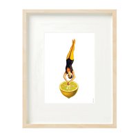 Print (A4) collage - acrobat diving into lemon