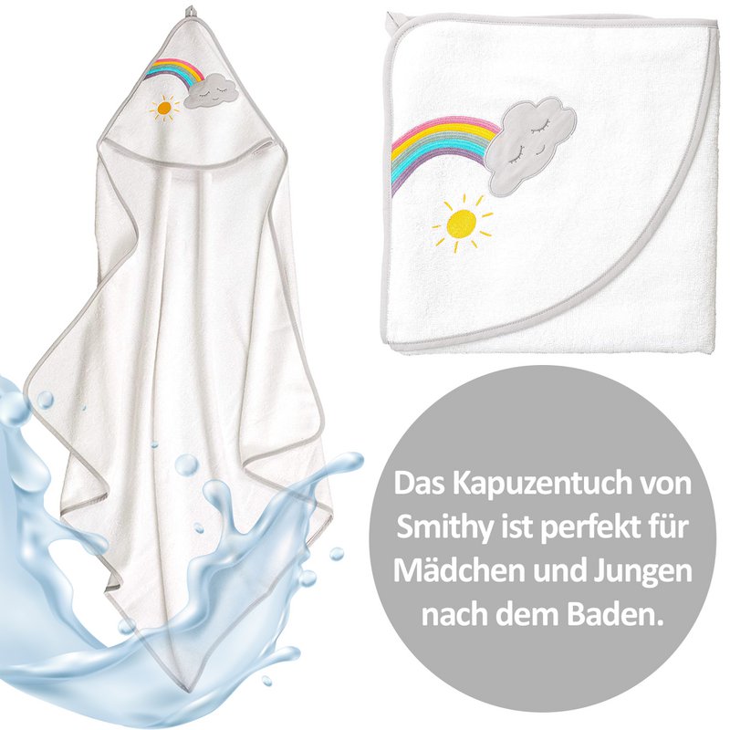 Handdoek met capuchon wolk wit, 100 x 100