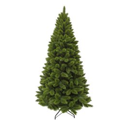  Artificial Christmas tree, green, tall conical shape, dense branches, realistic pine appearance, indoor decoration.