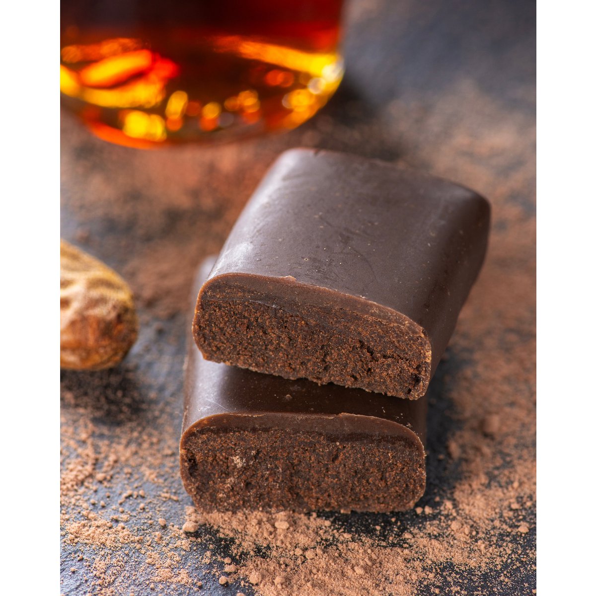 Barrita de chocolate Gourmet "Cacao y Ron" 25g - Chocolate Vegano, Sin Azúcares Añadidos y Sin Gluten (sin alcohol)