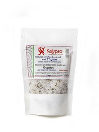 Natural unrefined sea salt with Greek thyme. Coarse, crunchy texture. Earthy, herbal aroma and flavor.