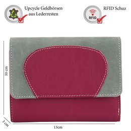 Sunsa damesportemonnee. Leren portemonnee. Portemonnee met RFID-bescherming. Portemonnee gemaakt van overgebleven leer. middelgrote portemonnee voor dames met veel creditcardvakjes - portemonnee voor dames, cadeau-idee
