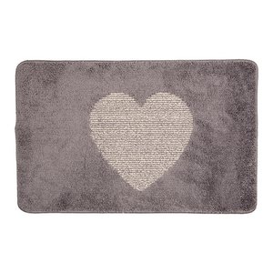 Bath mat 78x48x1 cm Gray Polyester Heart