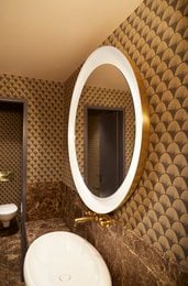 Brass-finished LED wall light fixture, available in 3100K, 2700K, and 2400K color temperatures, measuring 110cm in length.
