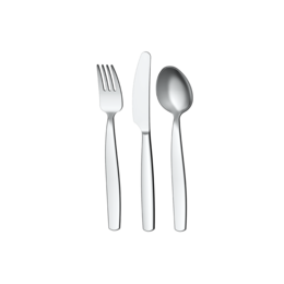  A 3-piece children's cutlery set in a modern, minimalist design. Includes a fork, spoon, and knife made of durable stainless steel.