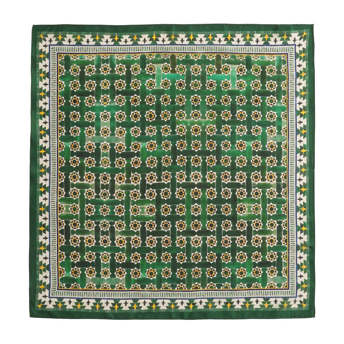Green Square Scarf Silk