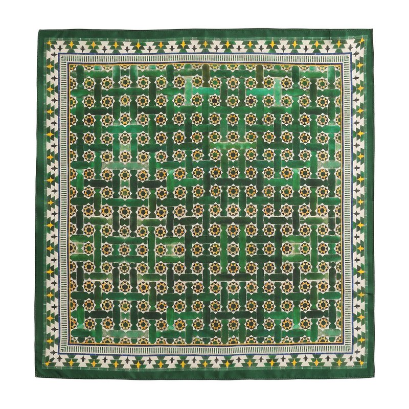 Green Square Scarf Silk