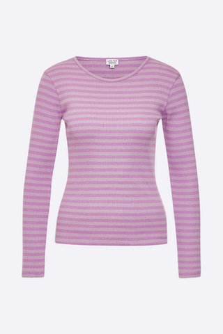 Tammo Longsleeve in Helllila / Lila gestreiftem Rippjersey für Frauen