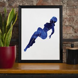 Blue Painted Lady Reclining Print