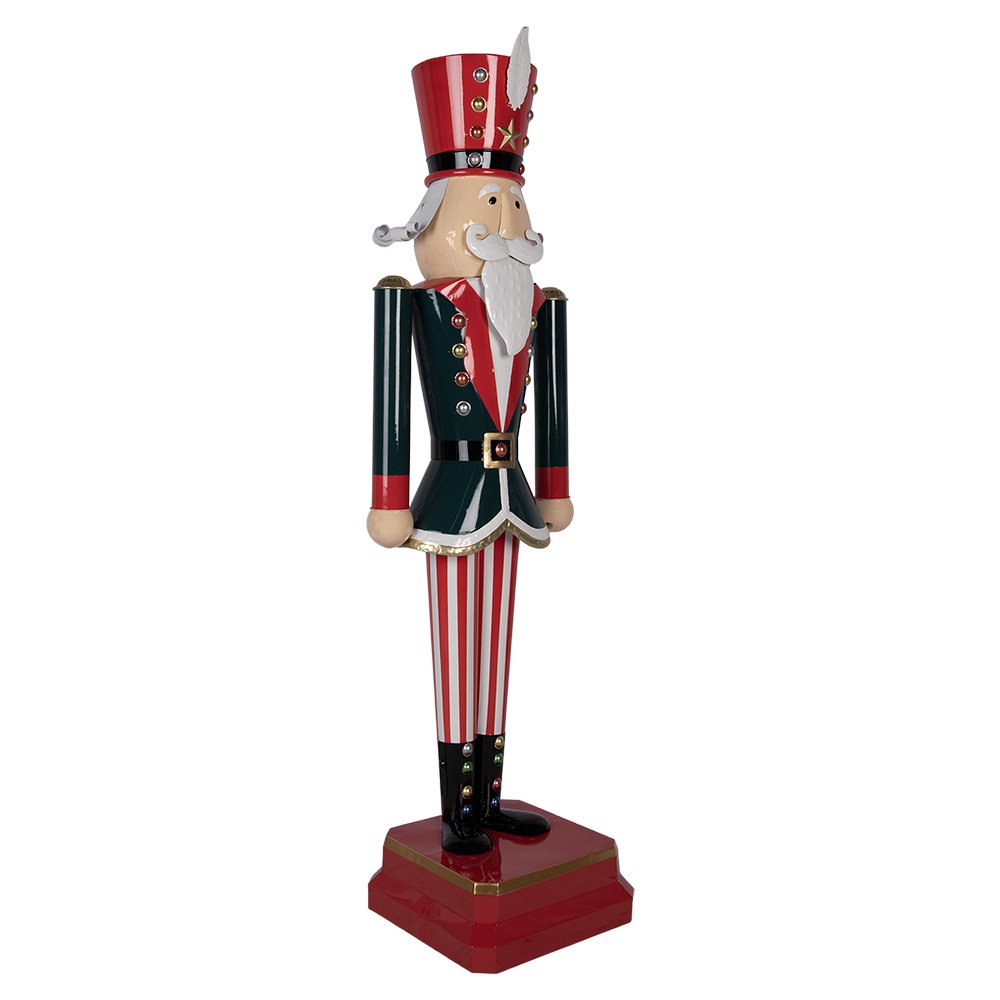 Kerstdecoratie Beeld Notenkraker 37x30x130 cm Groen Rood Metaal