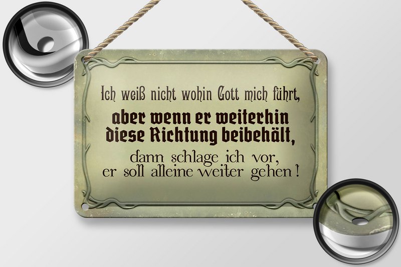 Tin sign saying 18x12cm I don't know where God is leading decoration