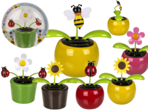 Bewegliche Blumen und Insekten im Kunststofftopf mit,