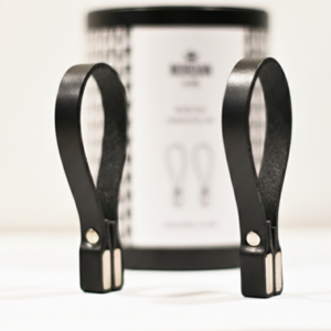 Magnetische handdoekhouder in zwart leer, 2-pack