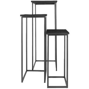 Pflanzentische Sam Square - 3er-Set - Schwarzes Mangoholz