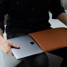 Minimalist & Modern Brown Leather MacBook Sleeve (15&16 inch)