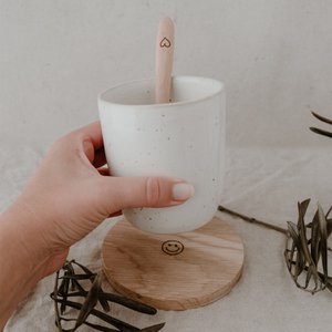 Onderzetters van eikenhout Smiley (VE = 8 stuks)