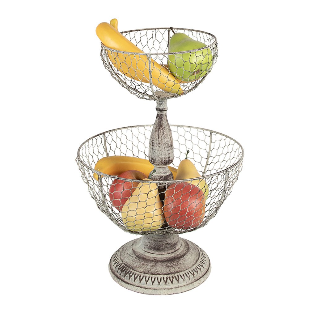 Etagère 2 laags Ø 30x44 cm Beige IJzer Fruitschaal