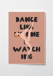A vibrant wall art piece featuring a dancing figure with the text "Dance Like No One Is Watching (Redhead)". The artwork is available in A4 and A3 sizes, making it a versatile decor option for any space.