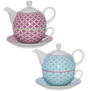 SET 2 PORZELLAN-TEAPET+TASSE+TELLER, TEEKANNE:420ML TASSE:250ML _TEEKANNE:°11X12CM, TASSE:°11X5CM ST9087