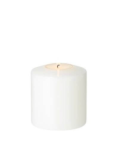 Cornelius Double Pine permanente kaars (hoogte 9 cm, Ø 8 cm), wit, hittebestendig tot 90°