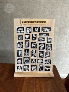Glittertattoo pakket 30 inclusief houten standaard