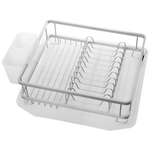 Abtropfgestell aus Aluminium mit Besteckhalter und Tablett, 39 x 36 x 13 cm, CU82049