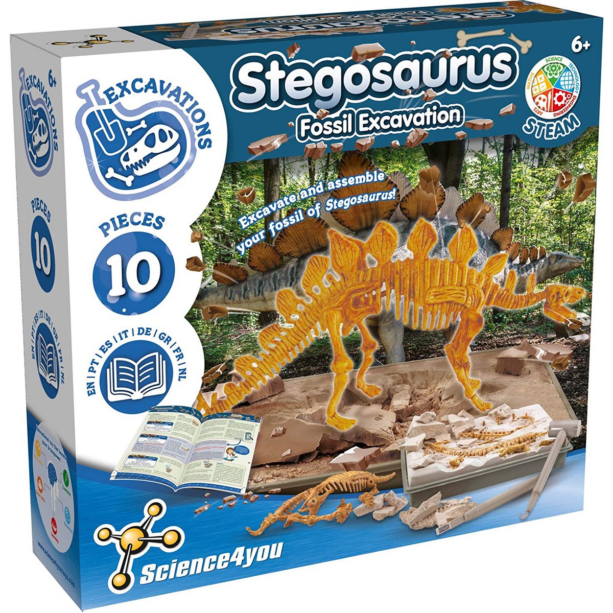 Kit Scavo Dinosauro Stegosaurus – Gioco Archeologico Con Scheletro Realistico, Regalo Educativo Per Bambini 3-6 Anni